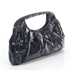 Express Black on Black Croc Print Clutch